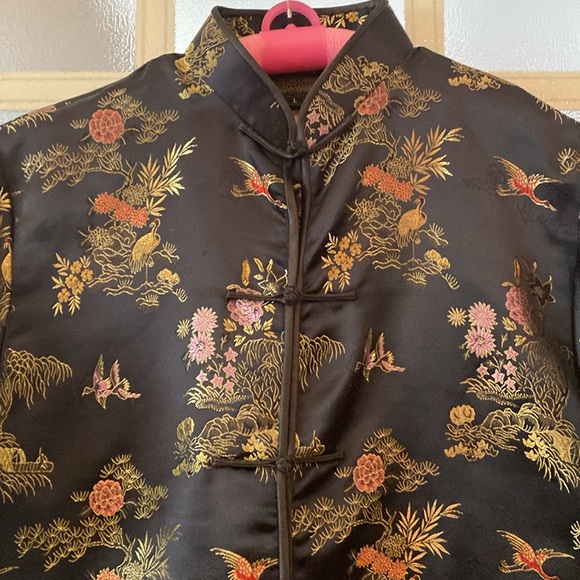 Vintage Asian style blouse  size L 100%silk - Picture 4 of 9